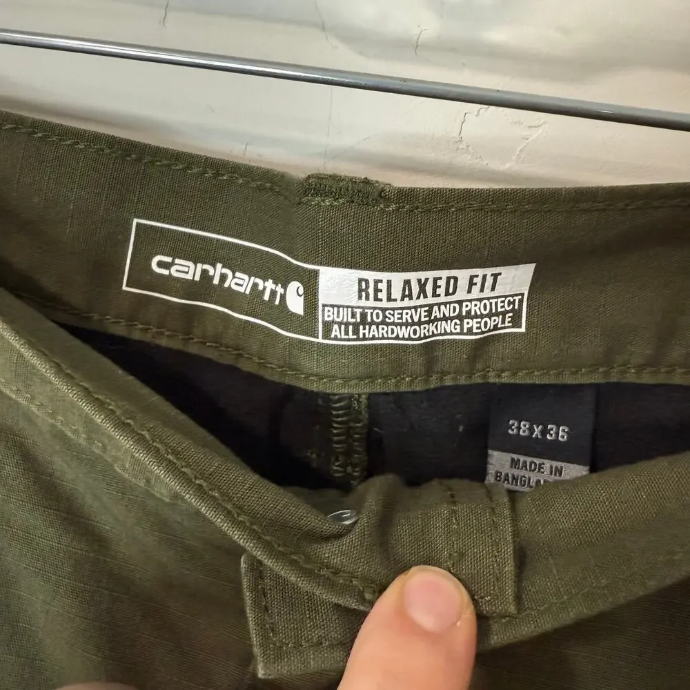 Carhartt‎ Rugged Flex Relaxed Fit Ripstop Cargo Fleece-Lined Work Pant Green 38